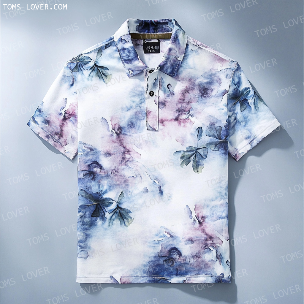 Floral botanical print polo shirt Men's polo shirt