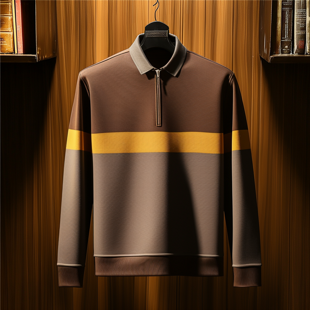 Men's casual half-zip polo shirt