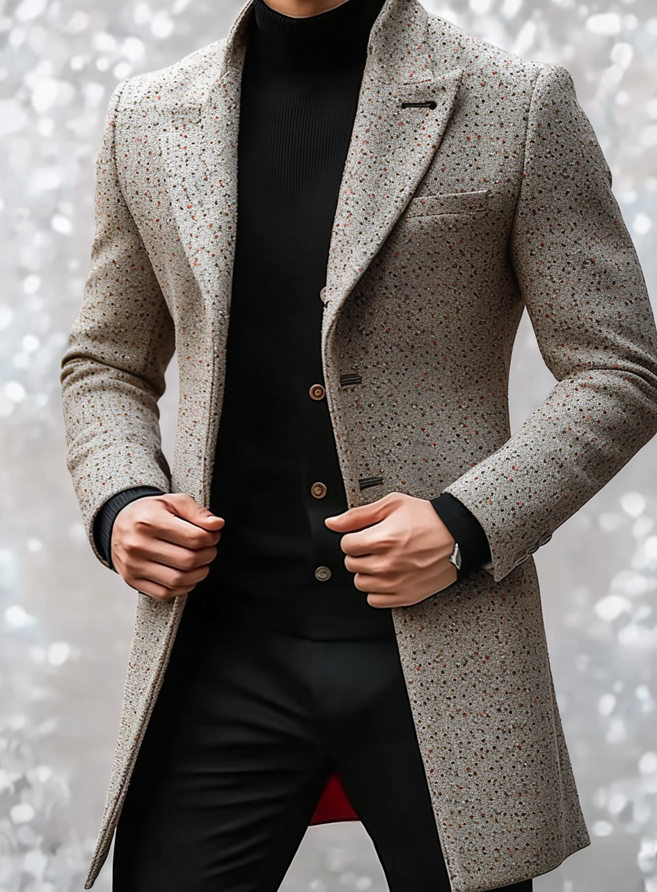 Gentleman's printed jacket overcoat mid-length coat