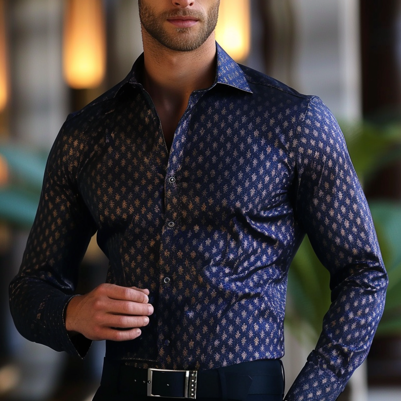 TomsloverAutumn business casual printed shirt long sleeves
