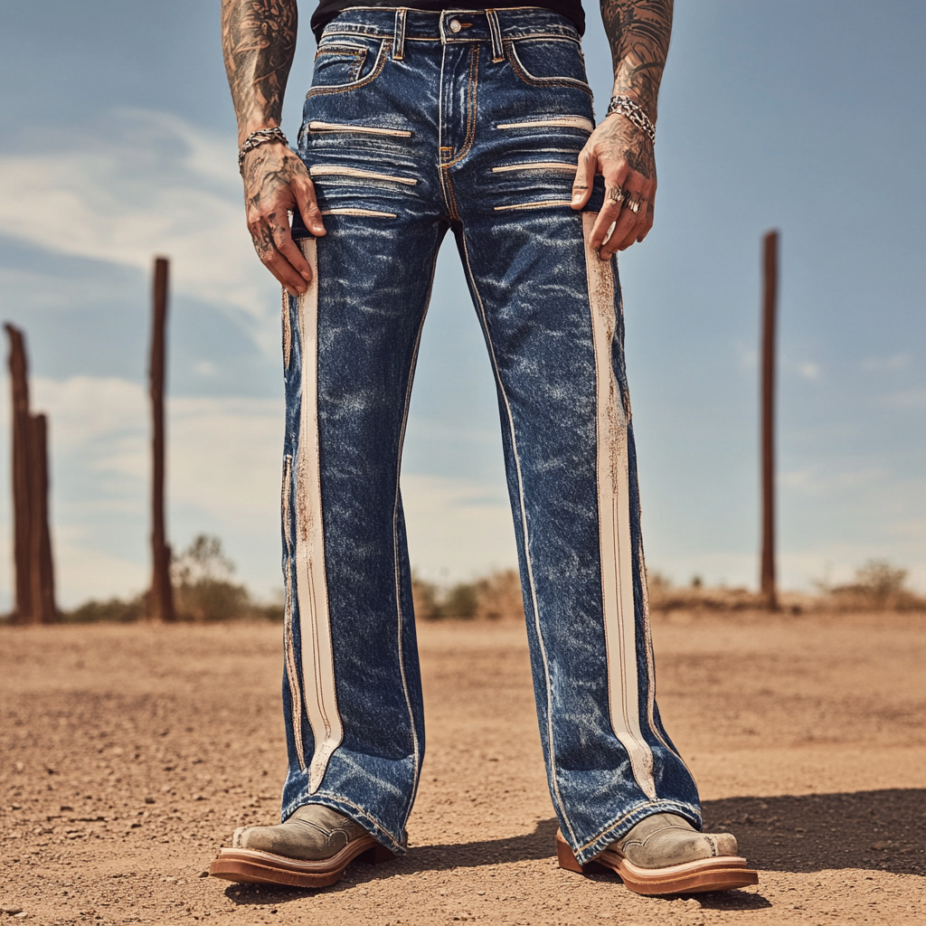High-quality jeans with a graphic pattern