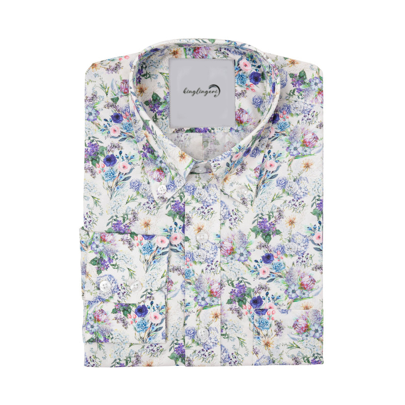 TomsloverFloral Shirt Men's Casual Regular Long Sleeve