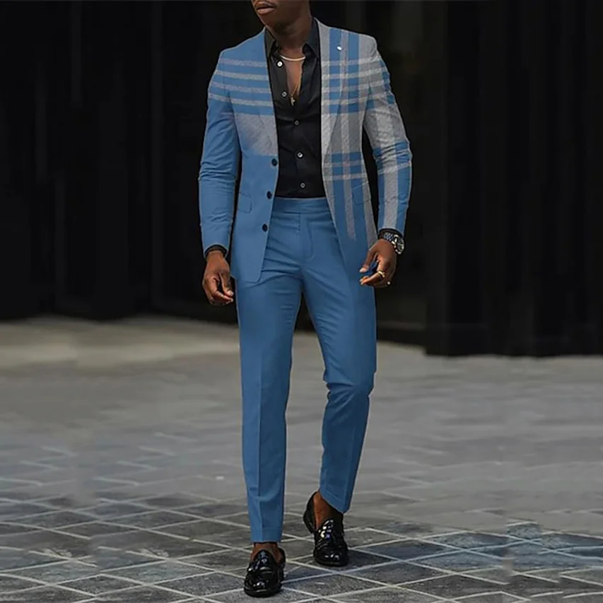Men's single breasted regular fit suit blazer trousers set