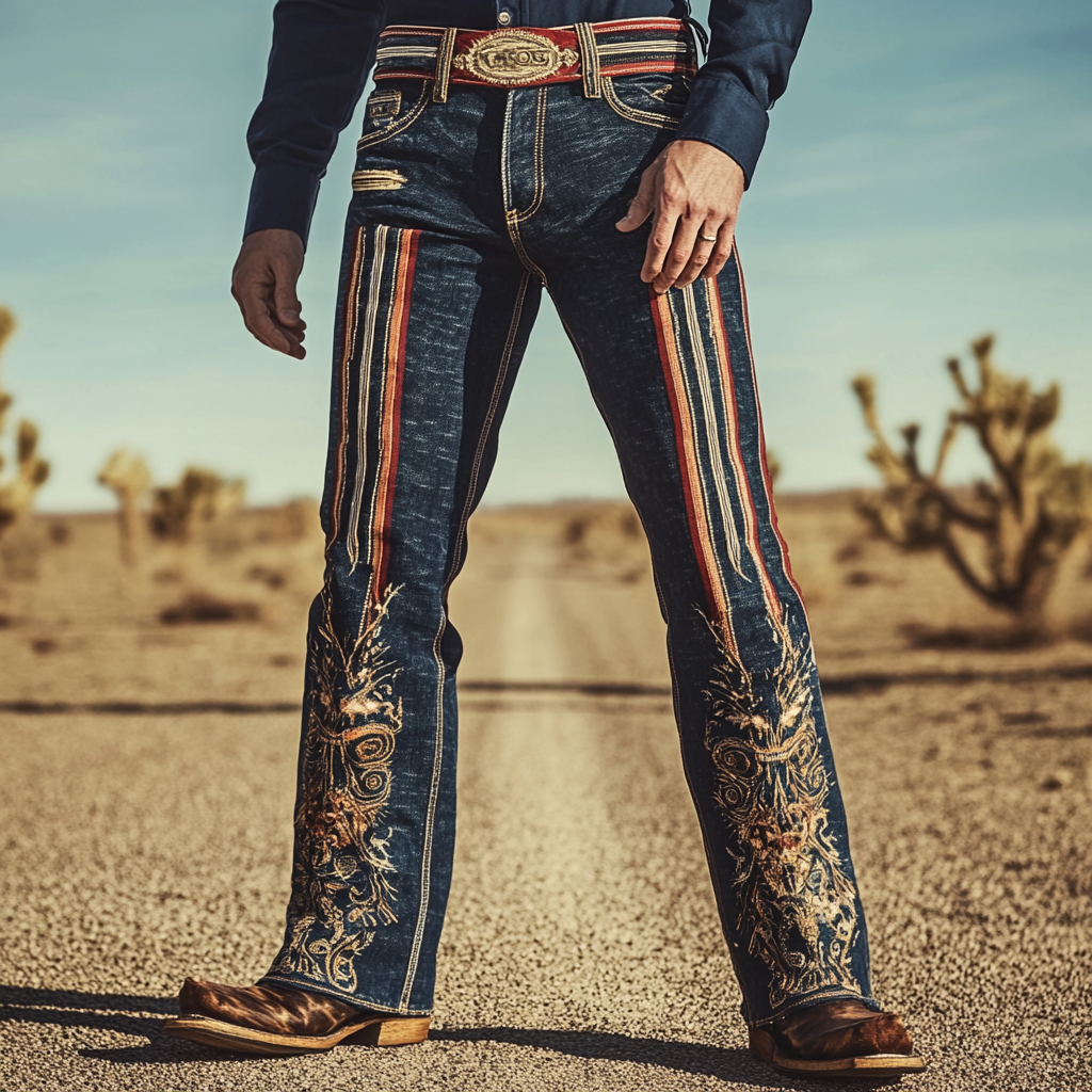 High-quality jeans with a graphic pattern