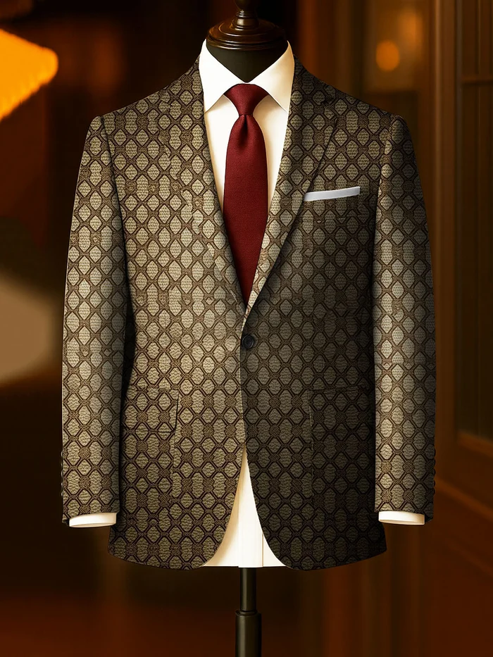 Men's Business Casual Large Pocket Print Blazers