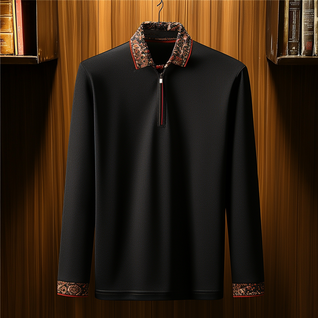 Men's casual half-zip polo shirt