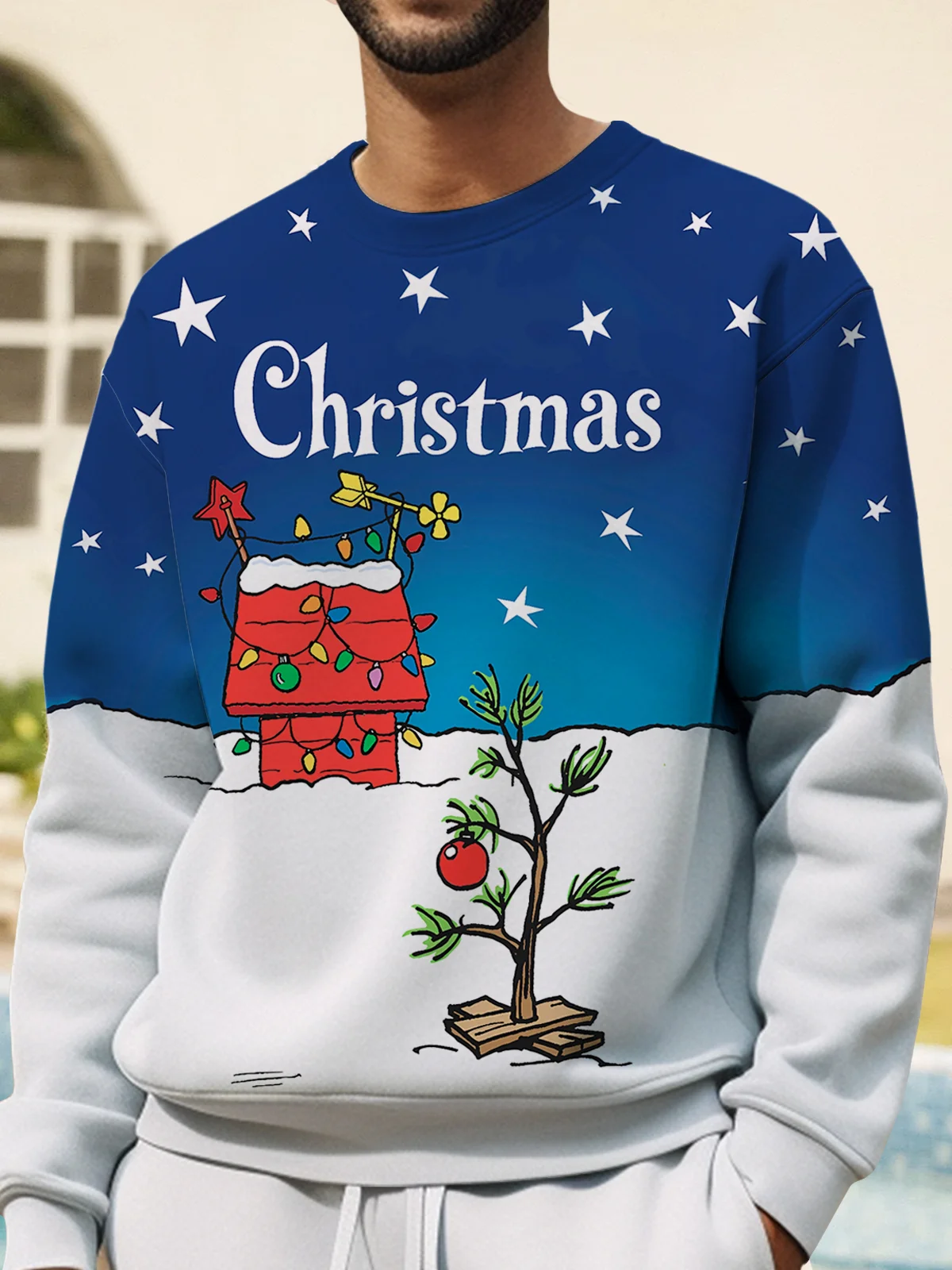 Men's Christmas Print Crew Neck Ugly Christmas Sweatshirt