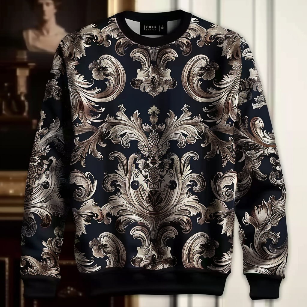 Paisley Print Sweatshirt Round Neck Pullover Men