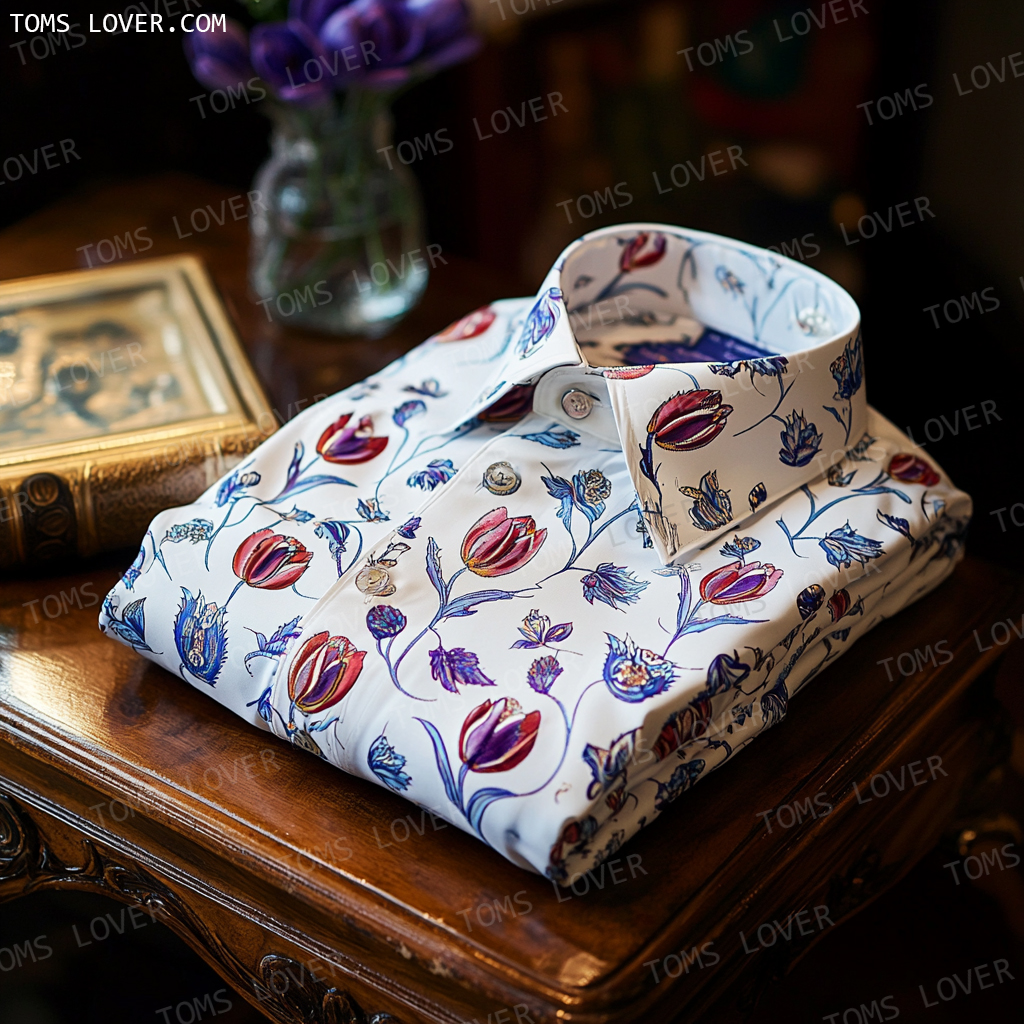 Tulip flower print shirt for men