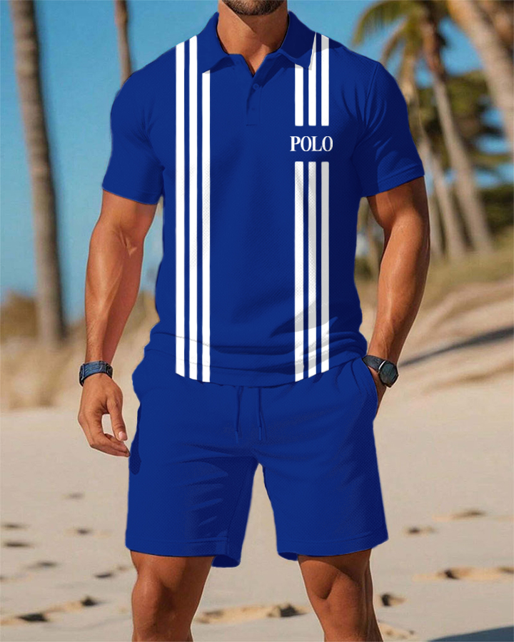 Men's  Print Polo Set Polo Shirt