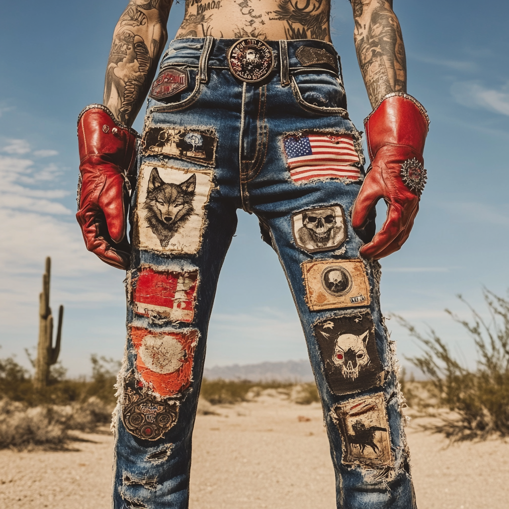 High-quality jeans with a graphic pattern