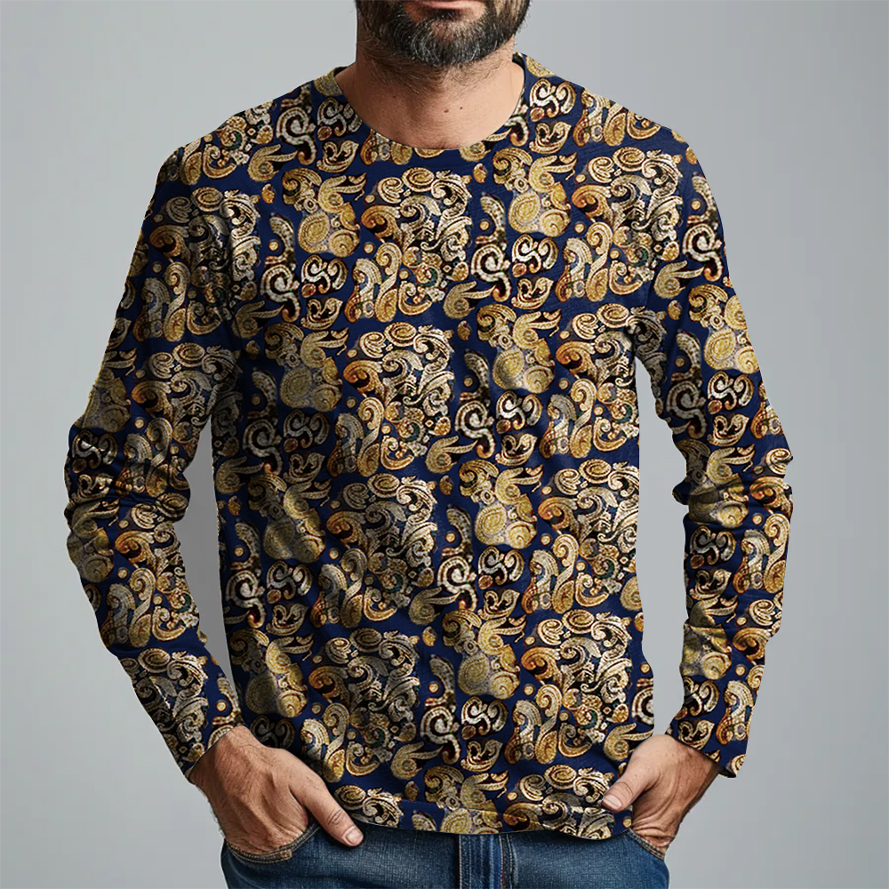 Tomslover Print Pullover Long Sleeve Casual Tee