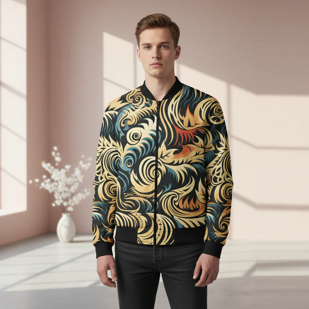 Men's Fashion Printed Zipper Jacket