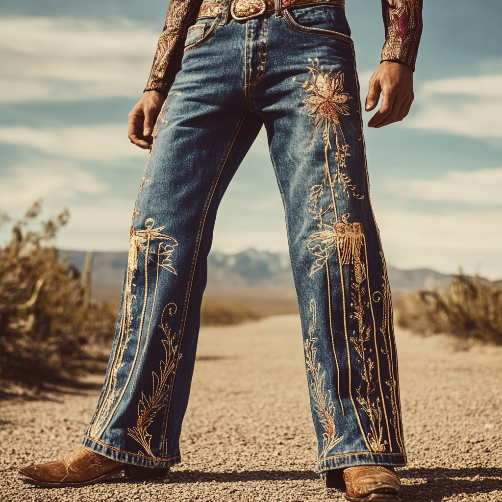 High-quality jeans with a graphic pattern