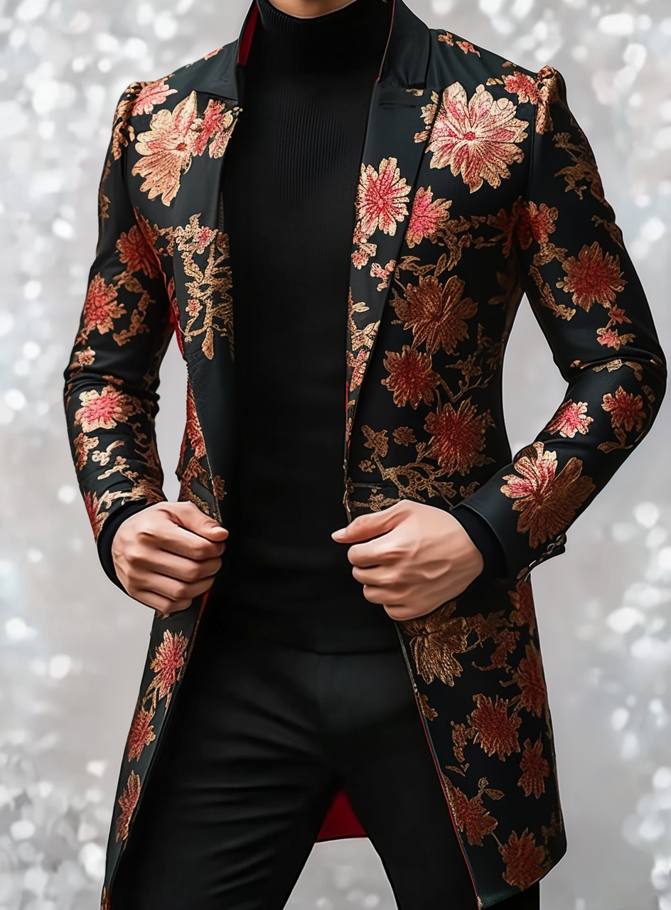 Gentleman's printed jacket overcoat mid-length coat