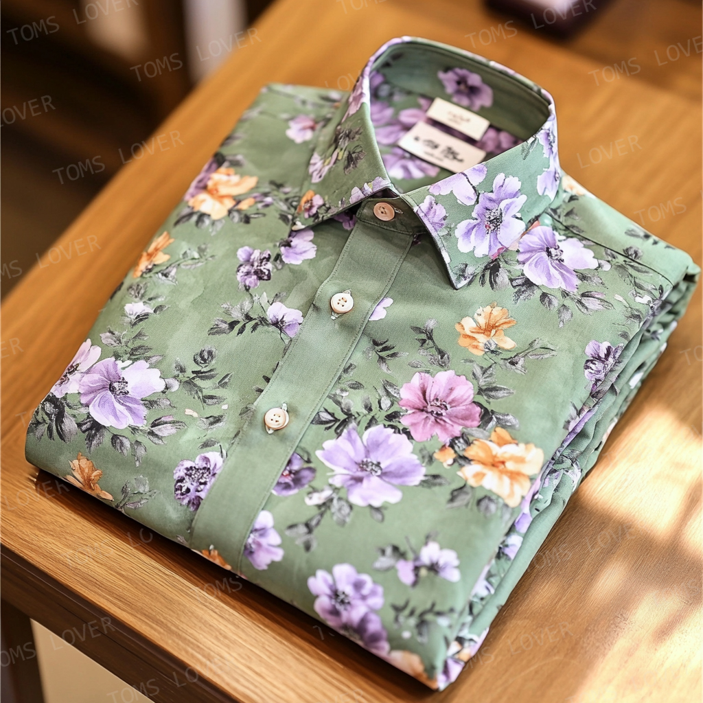 Men's casual Floral watercolor print shirt