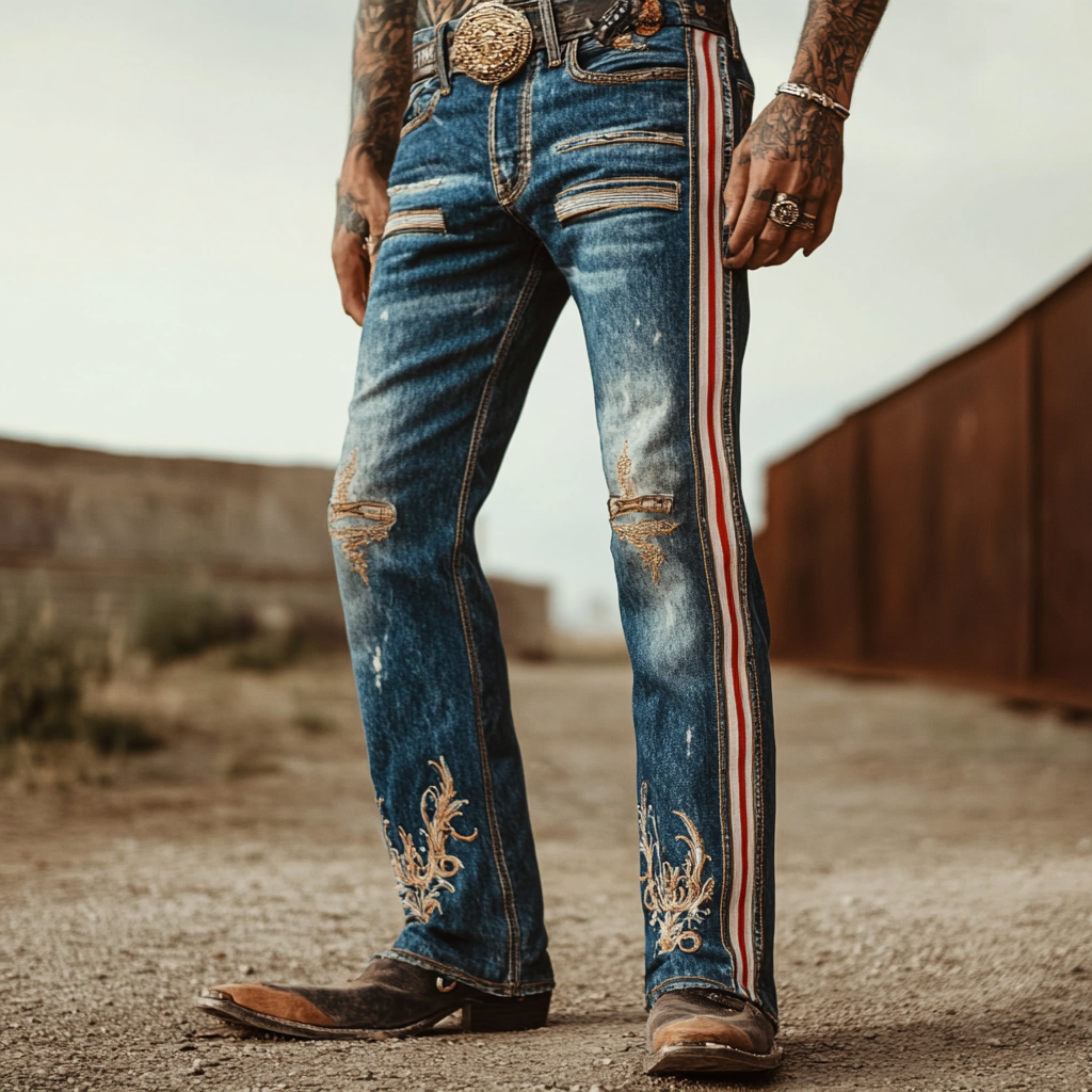High-quality jeans with a graphic pattern
