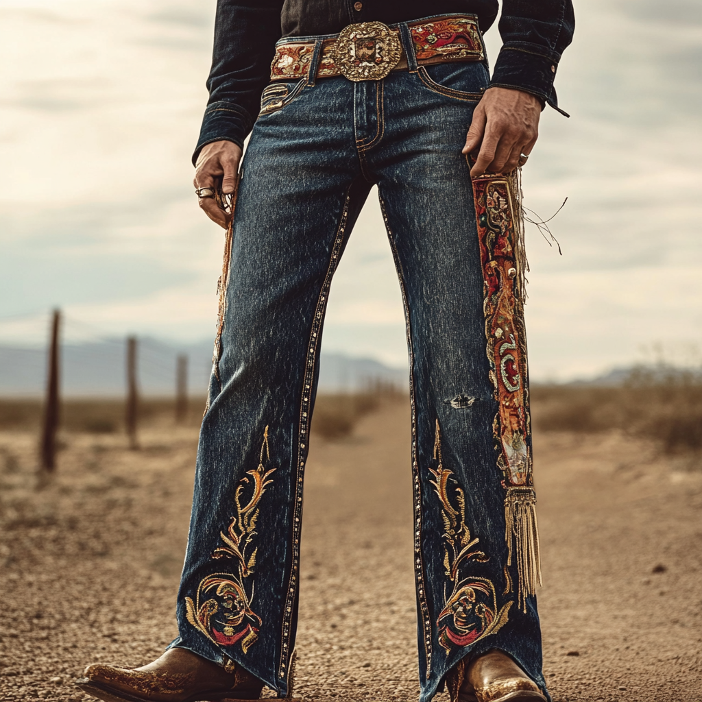 High-quality jeans with a graphic pattern