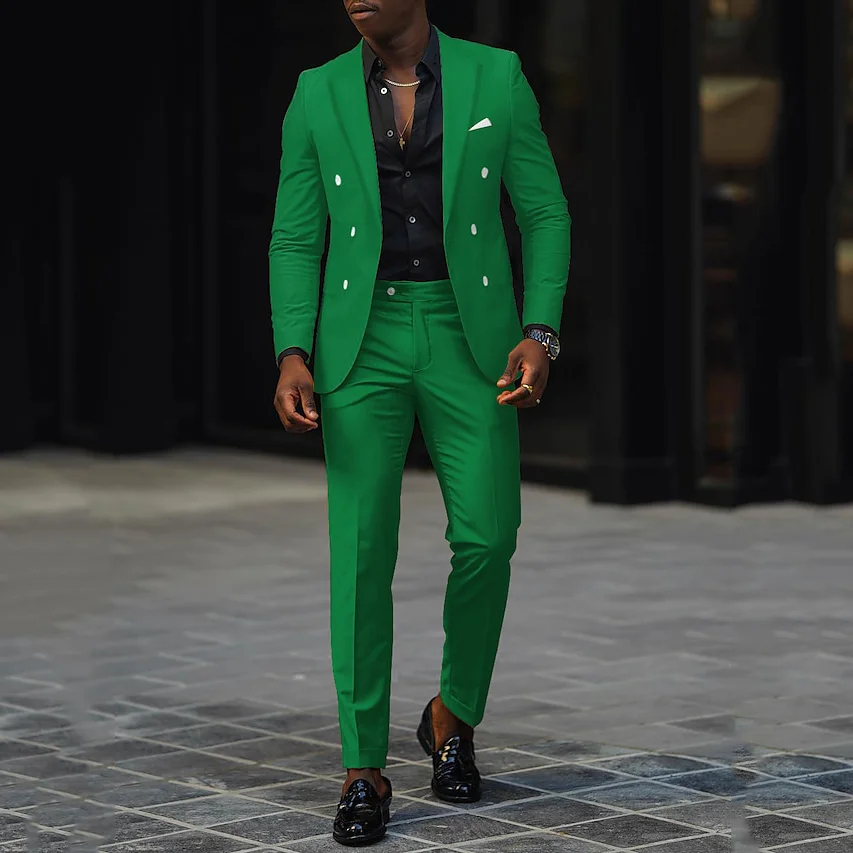 Men's single breasted regular fit suit blazer trousers set