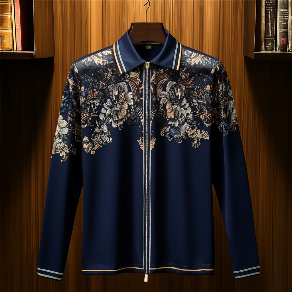 Men's Zipper Printed Jacket Outerwear