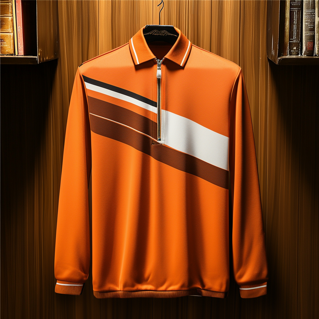 Men's casual half-zip polo shirt