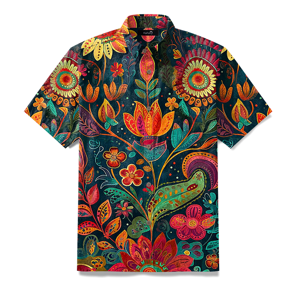 2025 unique colorful hawaiian printed aloha shirt