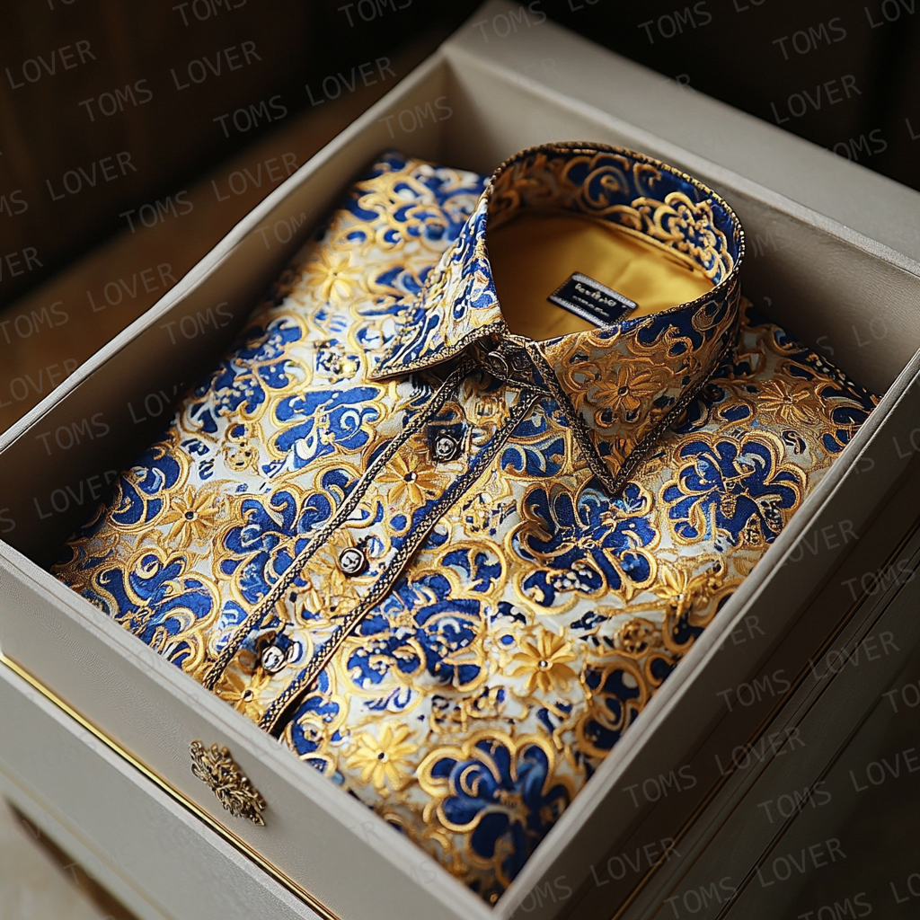 Classic art print shirts Business casual retro shirts