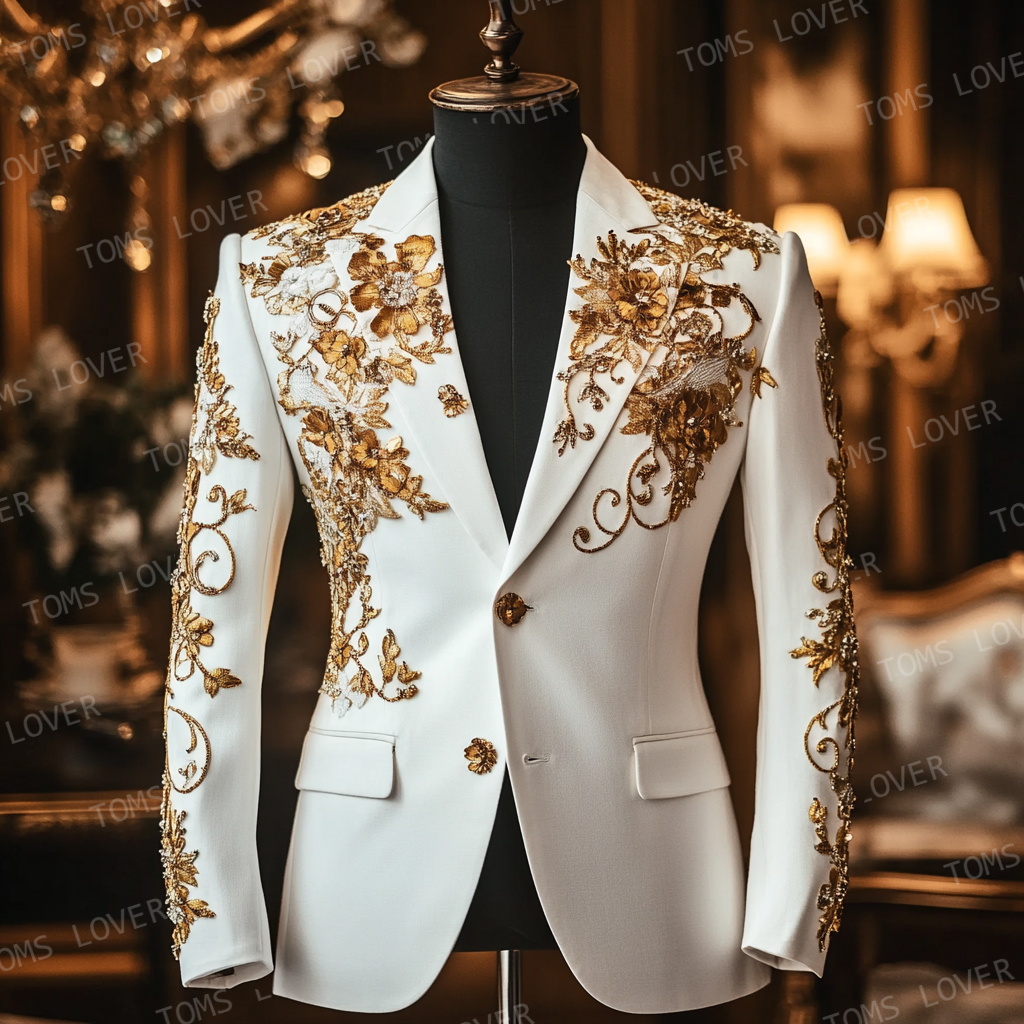 Luxury Blazer Single Button Wedding Social Casual Suit