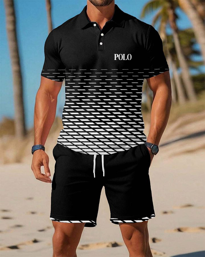 Men's  Print Polo Set Polo Shirt