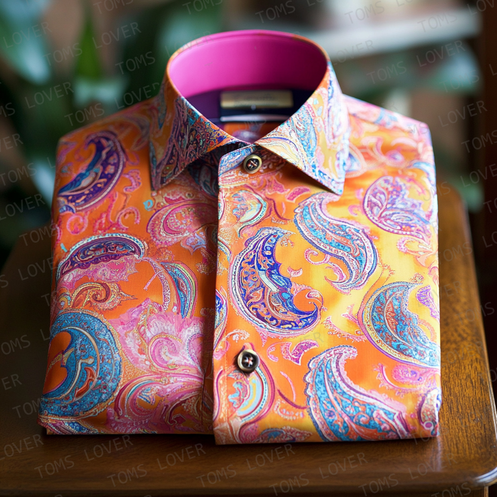Colorful Paisley design men's shirt