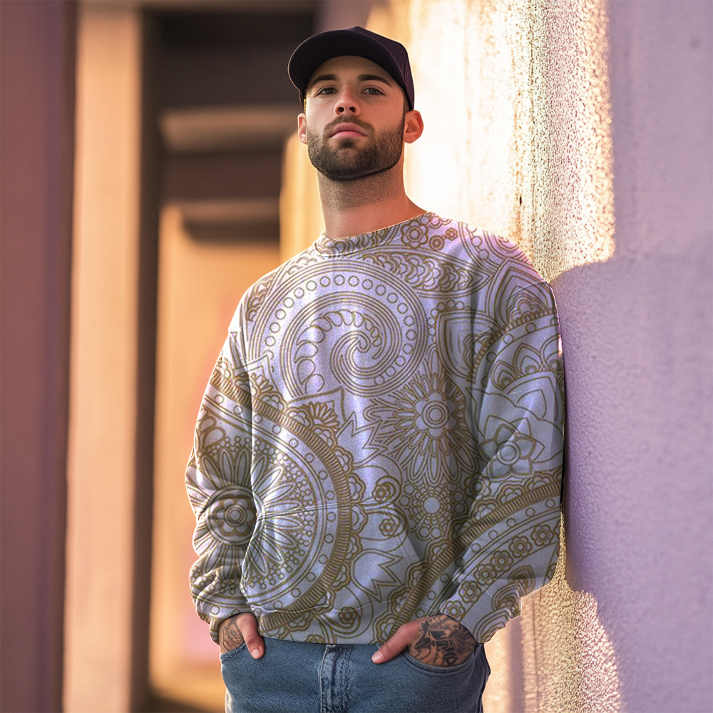 TomsloverPrint Sweatshirt Round Neck Pullover Men