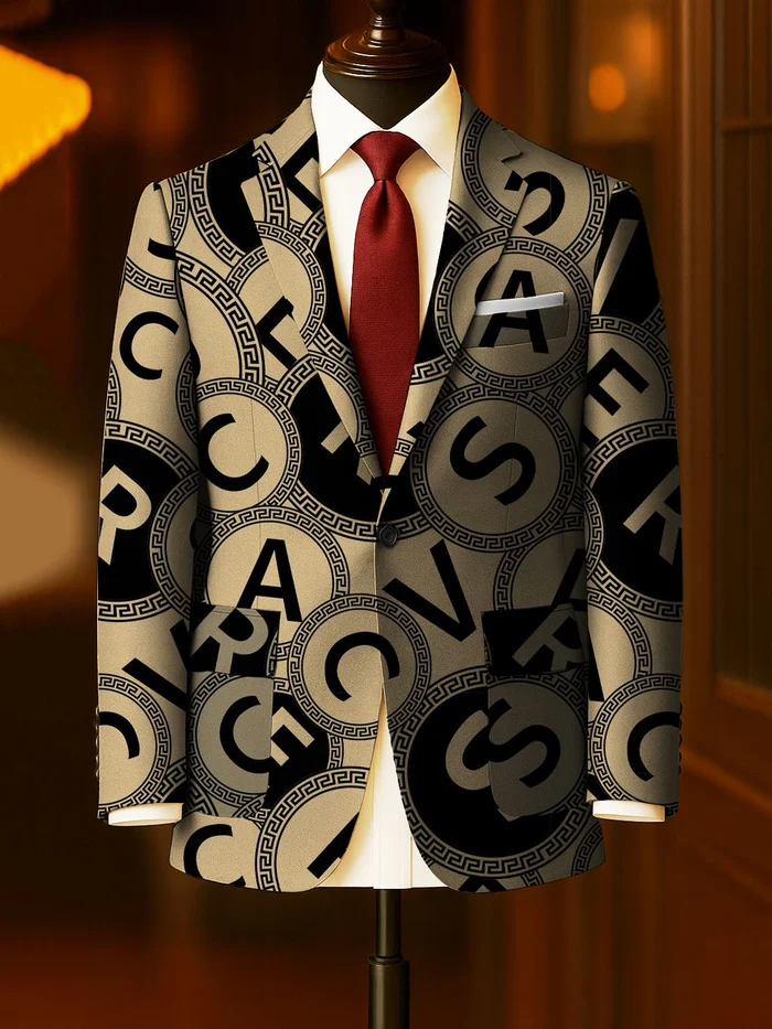 Men's Business Casual Large Pocket Print Blazers