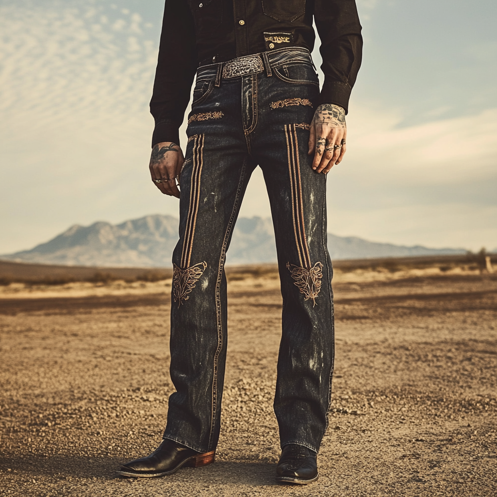 High-quality jeans with a graphic pattern