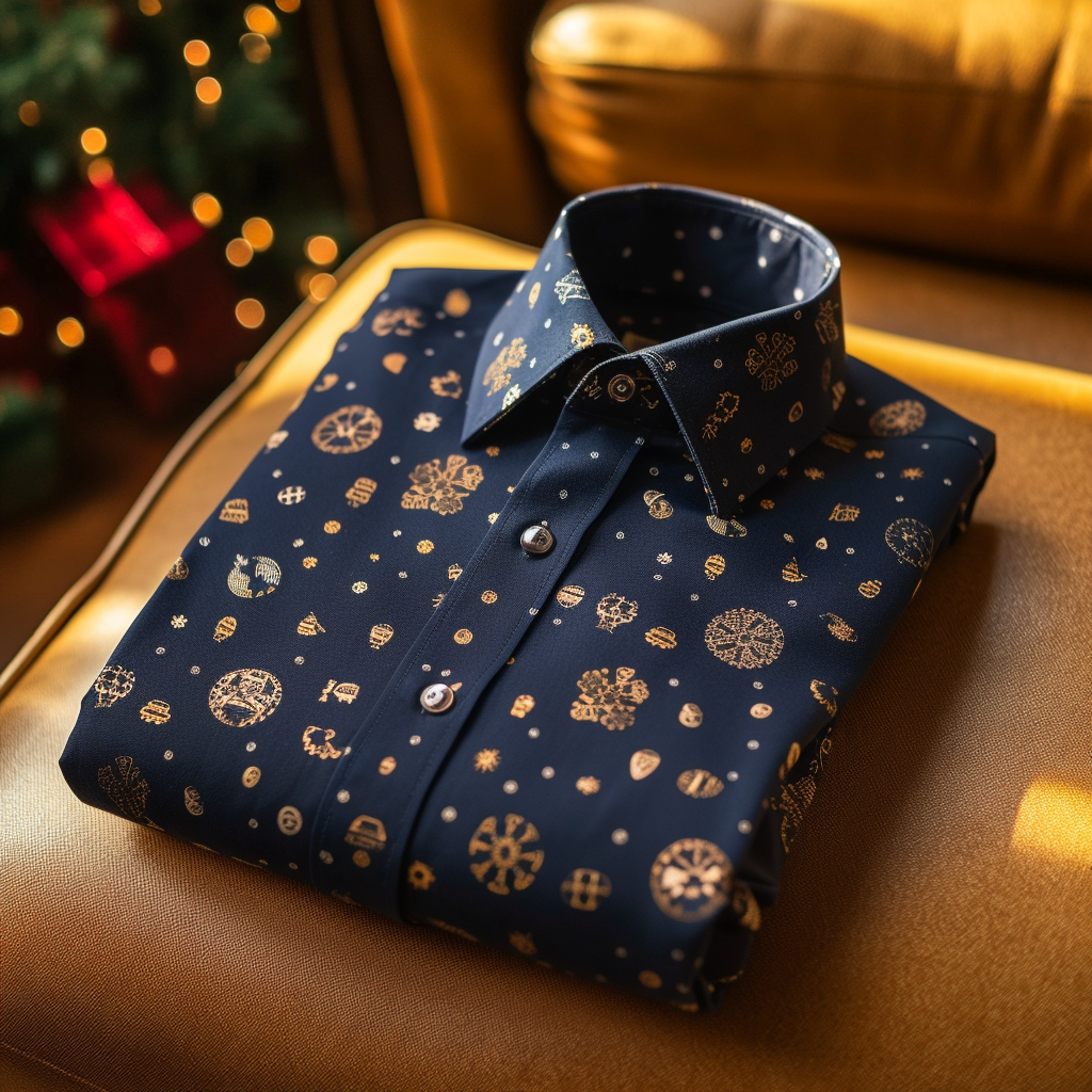 Christmas special design printed long sleeved shirt for men