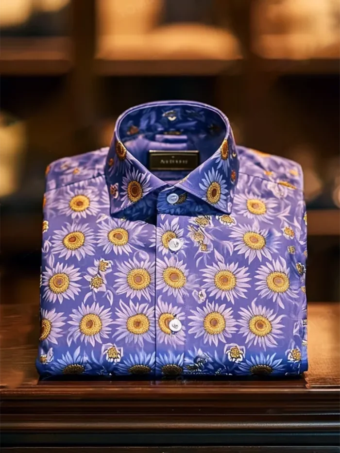 Men's Business Luxury Floral Print  Button Down Shirt
