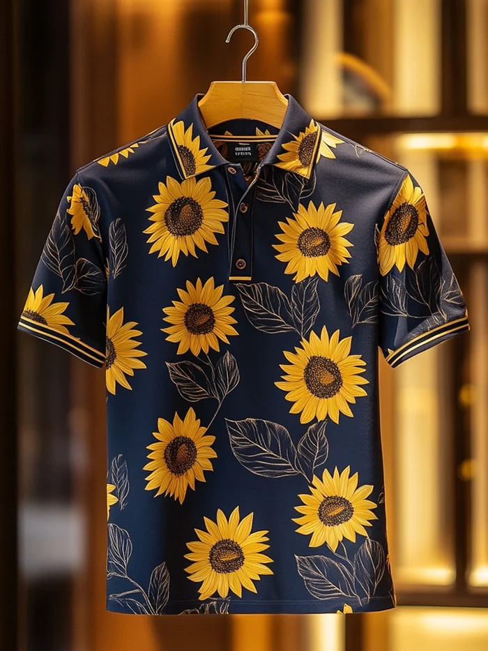 Men's Classic Business Button Short Sleeve Polo Shirt