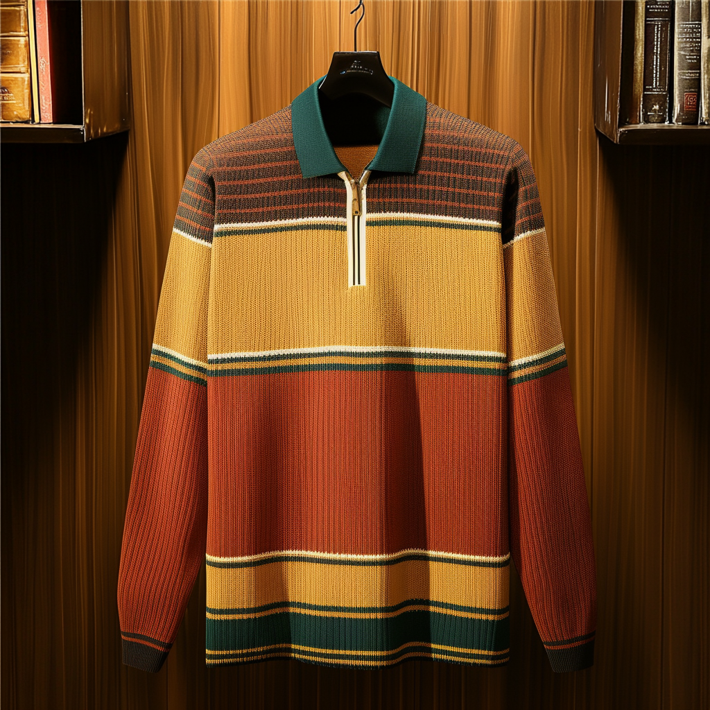 Men's casual half-zip polo shirt