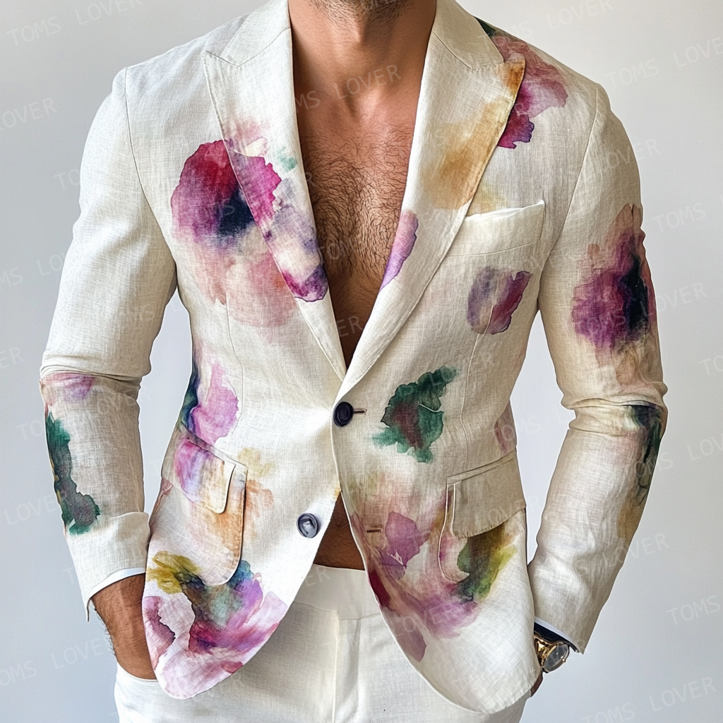 Men's Casual Linen Blazer Jacket 