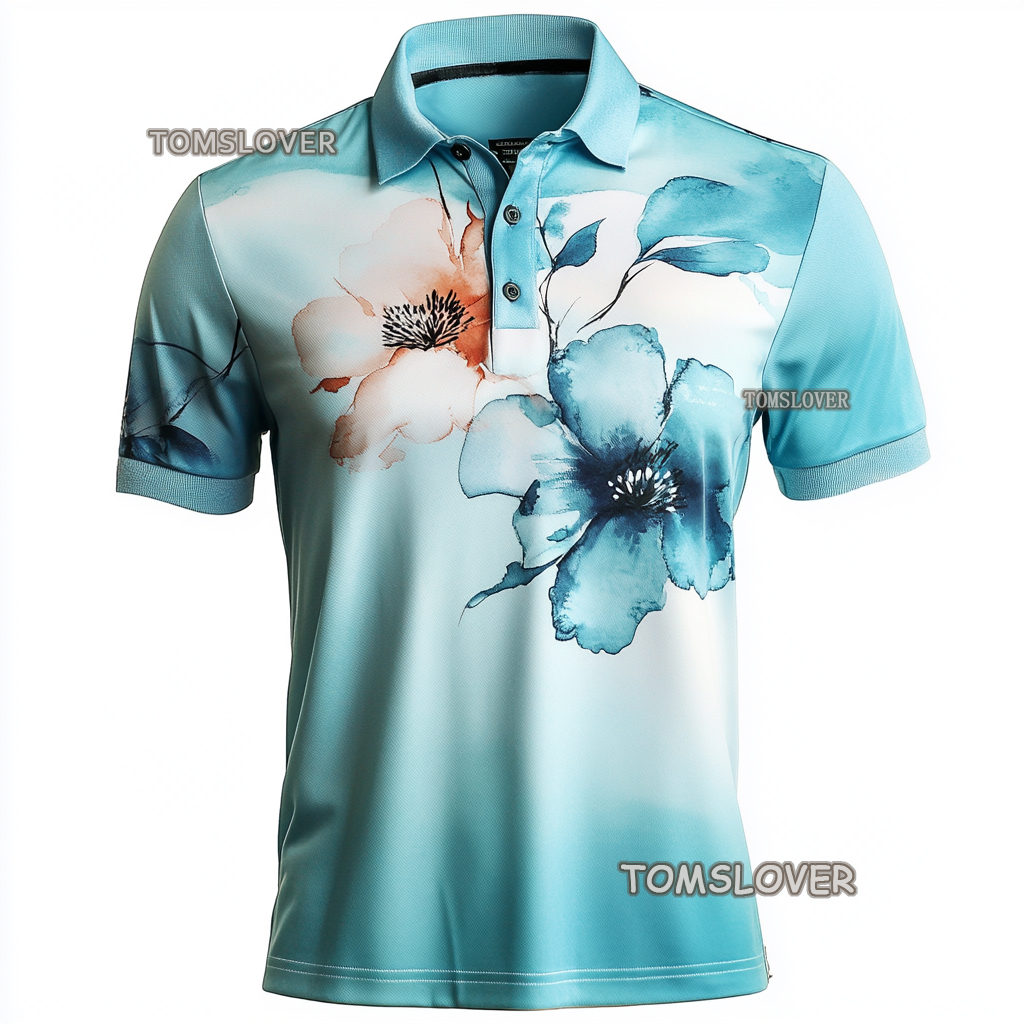 Floral botanical print polo shirt Men's polo shirt