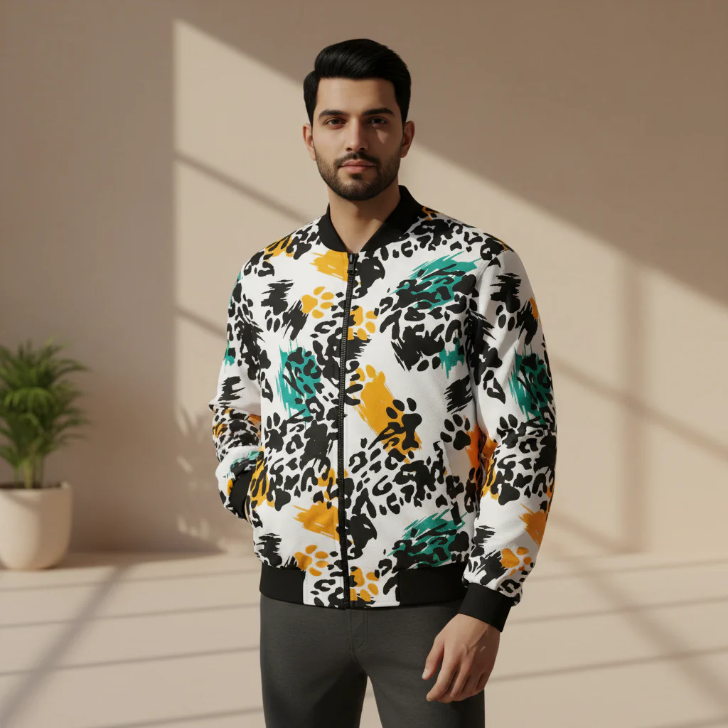 Men's Fashion Printed Zipper Jacket