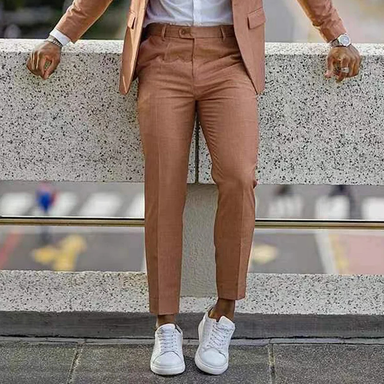 Men's single breasted regular fit suit blazer trousers set