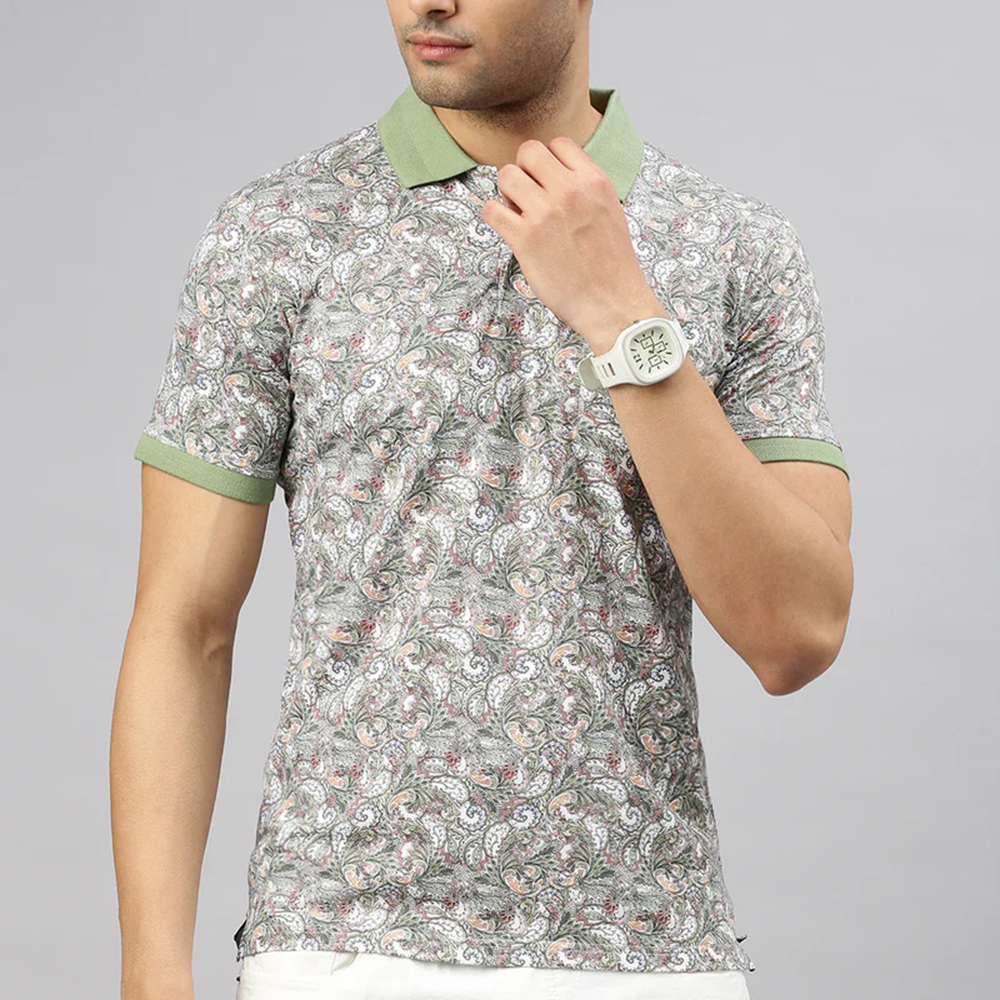 TomsloverMen's golf fashion casual print polo shirt