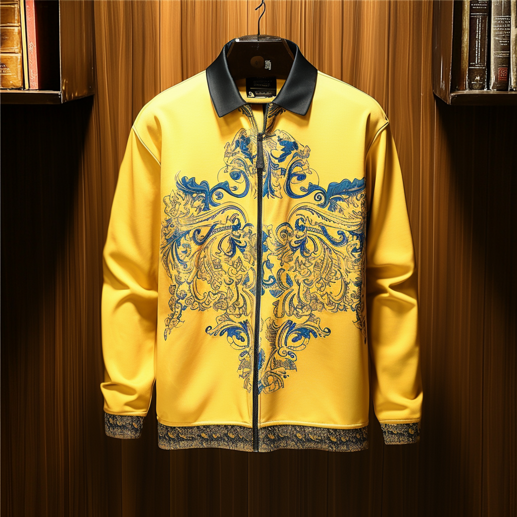 Men's Zipper Printed Jacket Outerwear