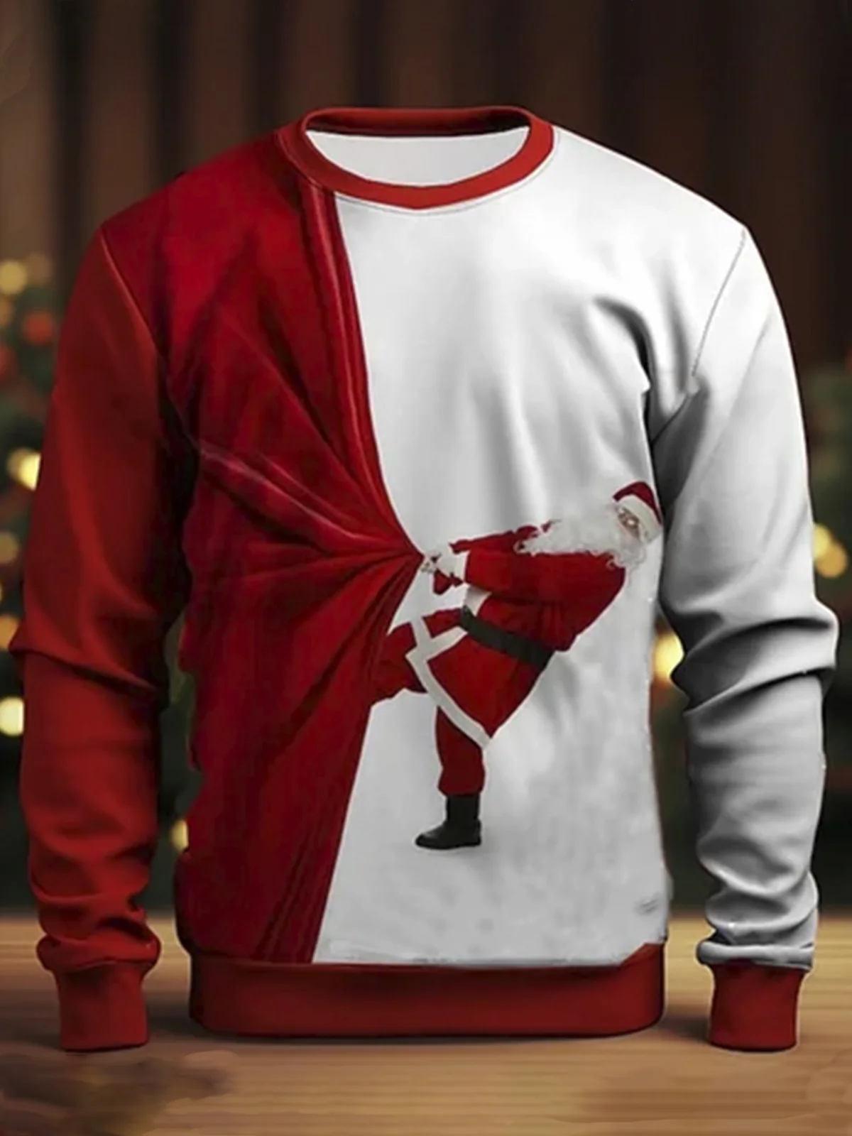 Men's Christmas Print Crew Neck Ugly Christmas Sweatshirt