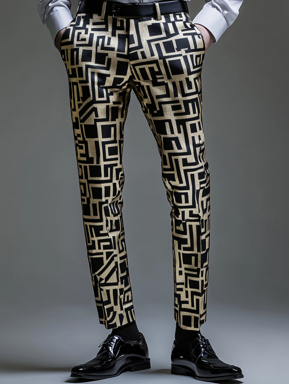 Business Casual Printed Suit Pants