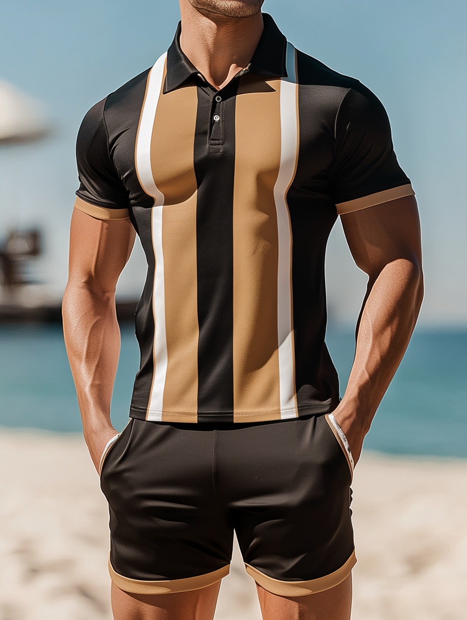 Men's  Print Polo Set Polo Shirt