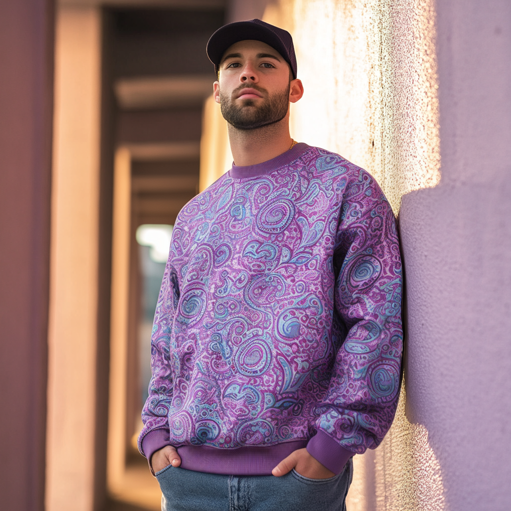 TomsloverPaisley Art Print Sweatshirt Round Neck Pullover Men