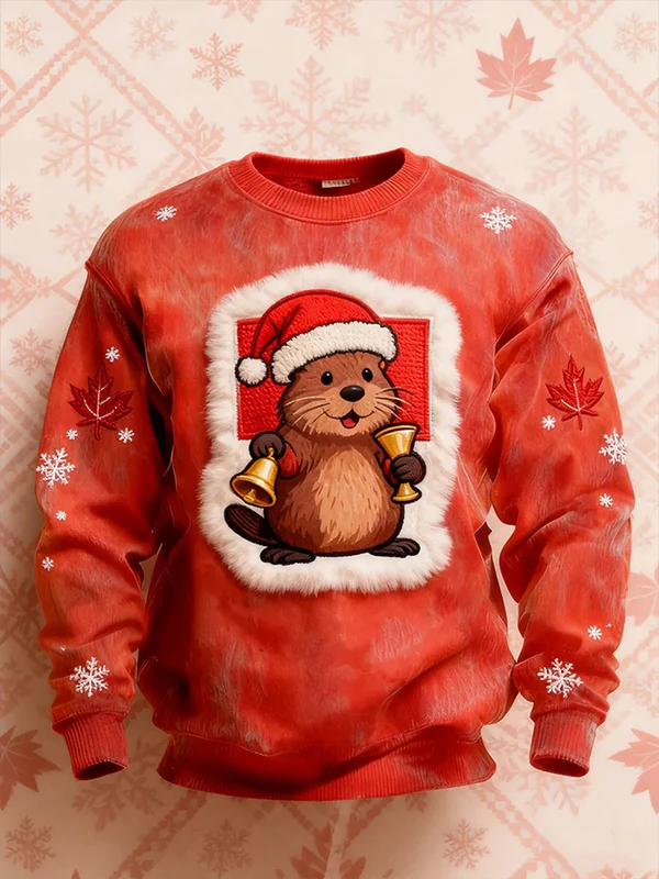Men's Christmas Print Crew Neck Ugly Christmas Sweatshirt