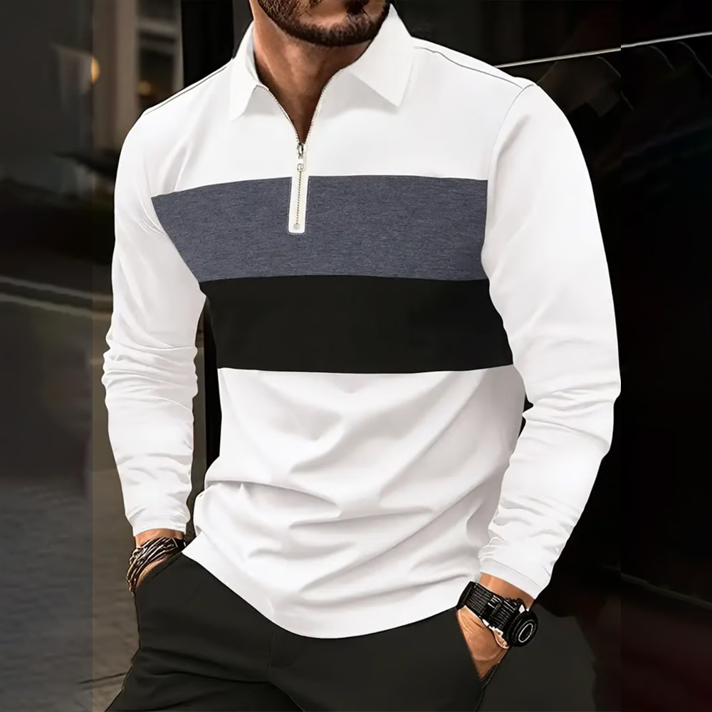 Men's autumn and winter fashion long-sleeved polo shirt