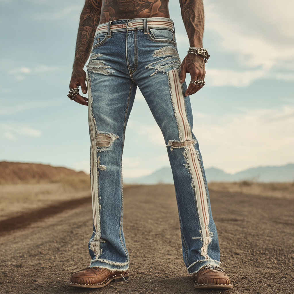 High-quality jeans with a graphic pattern